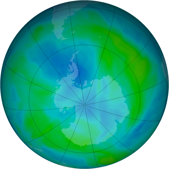 Antarctic ozone map for 22 February 2013